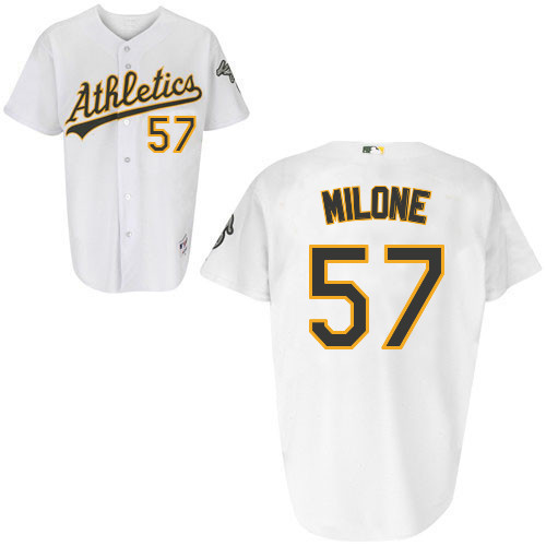Tommy Milone #57 Youth Baseball Jersey-Oakland Athletics Authentic Home White Cool Base MLB Jersey